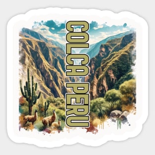 Scenic Colca Canyon Peru Llama Souvenir Sticker